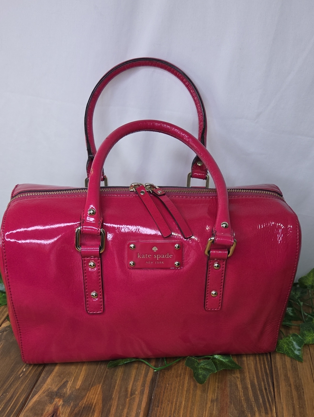 kate spade. Hot Pink Patent Leather Satchel with Gold Hardware. Beautiful - Picture 2 of 16